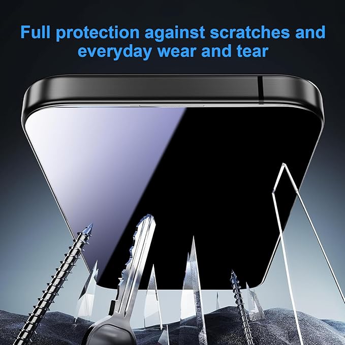OneFish Screen Protector for iPhone 14 Pro Max Privacy, 4-Way 360° Anti-Spy Tempered Glass, 9H Hardness, HD Clear Anti-Fingerprint 3D Curved Edges, Case-Friendly & Easy Installation [2 Pack]