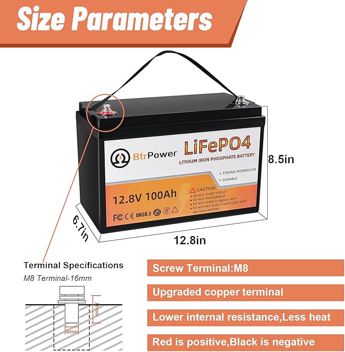 4 Pack 12V 100Ah LiFePO4 Deep Cycle Battery,Support 4S4P,Built-in 100A BMS,5000-7000 Cycles,Perfect for RV Solar Marine Overland Off-Grid Application