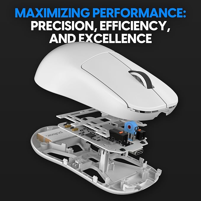 Pulsar Gaming Gears X2H Wireless Gaming Mouse, Ultra Lightweight 1.90 oz (54 g), Symmetrical, Optical Switch, 2.4 Ghz 1 ms, 26000 DPI, PAW3395 Sensor (Medium, Wireless, White)