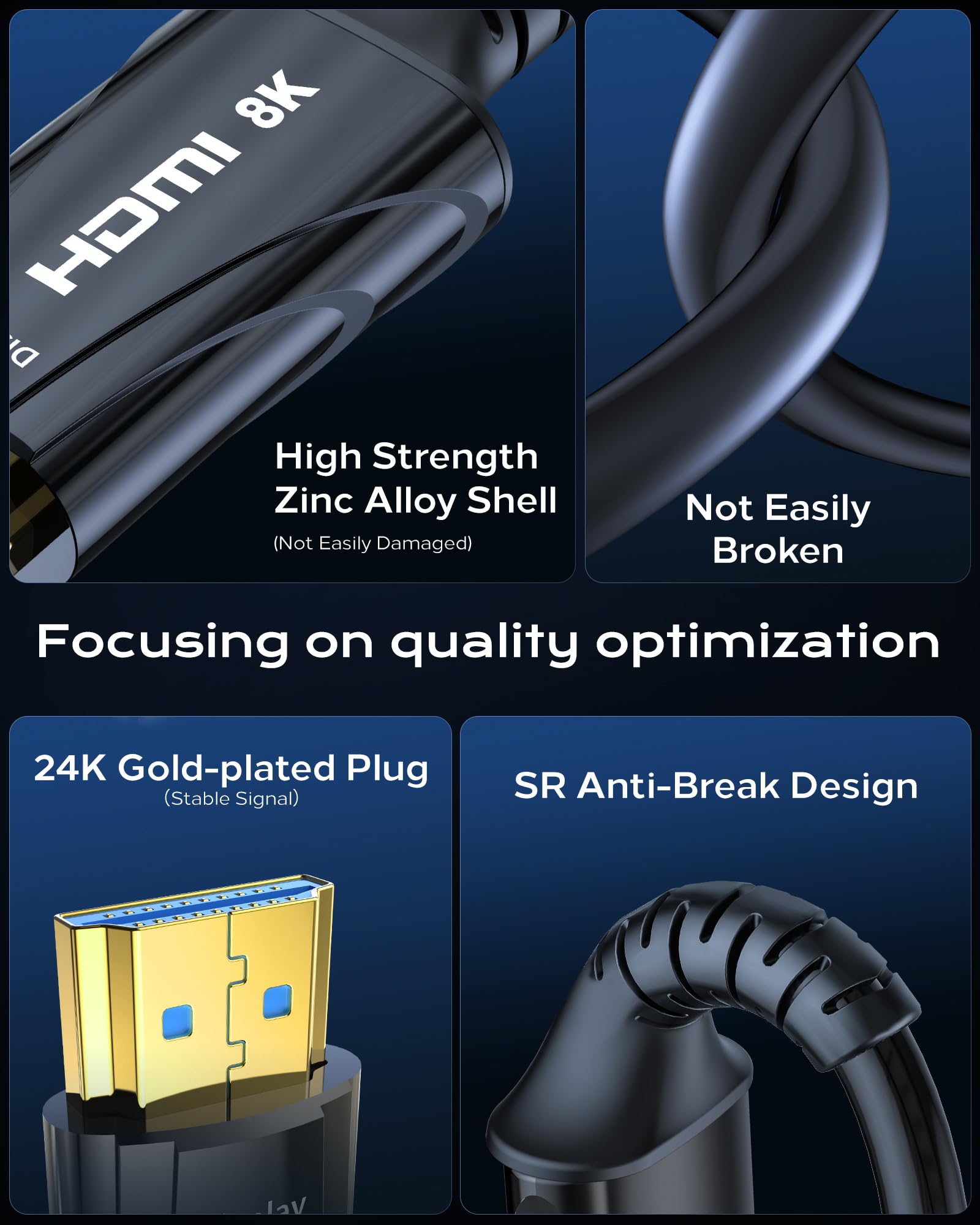 Cratree Fiber Optic HDMI Cable 65FT/20M Long - 8K 48Gbps High Speed HDMI Cord/8K 60Hz/4K 120Hz,HDCP 2.2&2.3,HDR10 - Compatible with HDTV/Monitor/Projector