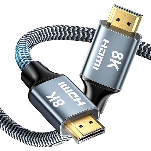 8K HDMI Cable 12ft, 48Gbps High Speed HDMI 2.1 Cable, HDMI Cord 8K@60Hz 4K@120Hz Support for HDR eARC HDCP 2.2&2.3, HDMI Cable 2.1 Compatible with HDTV, Laptop, Monitor, PC