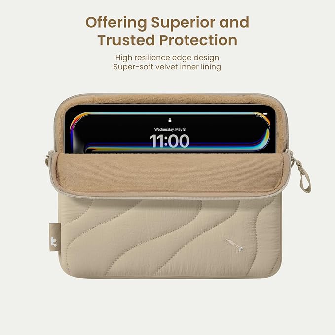tomtoc 360 Protective Puffy Tablet Sleeve for iPad Pro 11-inch (M4/(4th/3rd/2nd/1st Gen), iPad Air 11-inch (M3) 2025/(M2) 2024 with Magic Keyboard/Smart Keyboard, Quilted Soft Puffer iPad Case
