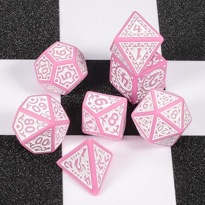 CiaraQ DND Polyhedral Dice Set (42pcs) with A Gold Pattern Drawstring Bag for Dungeons and Dragons RPG MTG Table Games. 6 Sets Fantasy Role Playing Dice