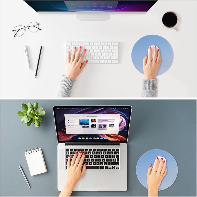 ITNRSIIET Mouse Pad Non-Slip Rubber Base Smooth Surface Stitched Edges Waterproof Durable Compatible with All Mice for Office & Gaming, Desk Accessory, Diameter 8.7 inch, Azure Gradient