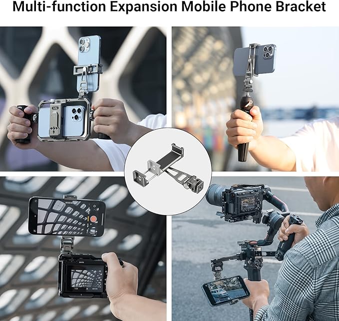 SmallRig Multifunctional Universal Cell Phone Mount Adapter, Phone Tripod Mount with Cold Shoe, Phone Holder for iPhone 16 15 14 13 12 11, Fits for Tripod Monopod Phone Cage Camera cage-3559