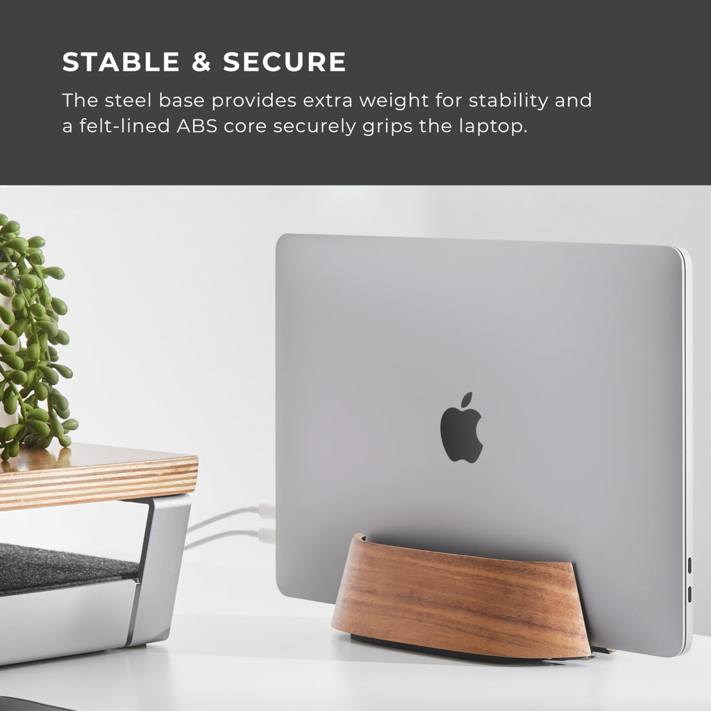 HumanCentric Vertical Laptop Stand in Maple Wood, Upright Adjustable Holder and Dock, Laptop Vertical Stand Fits MacBook Pro and Other Laptops.5" to 1.5", Clamshell Compatible