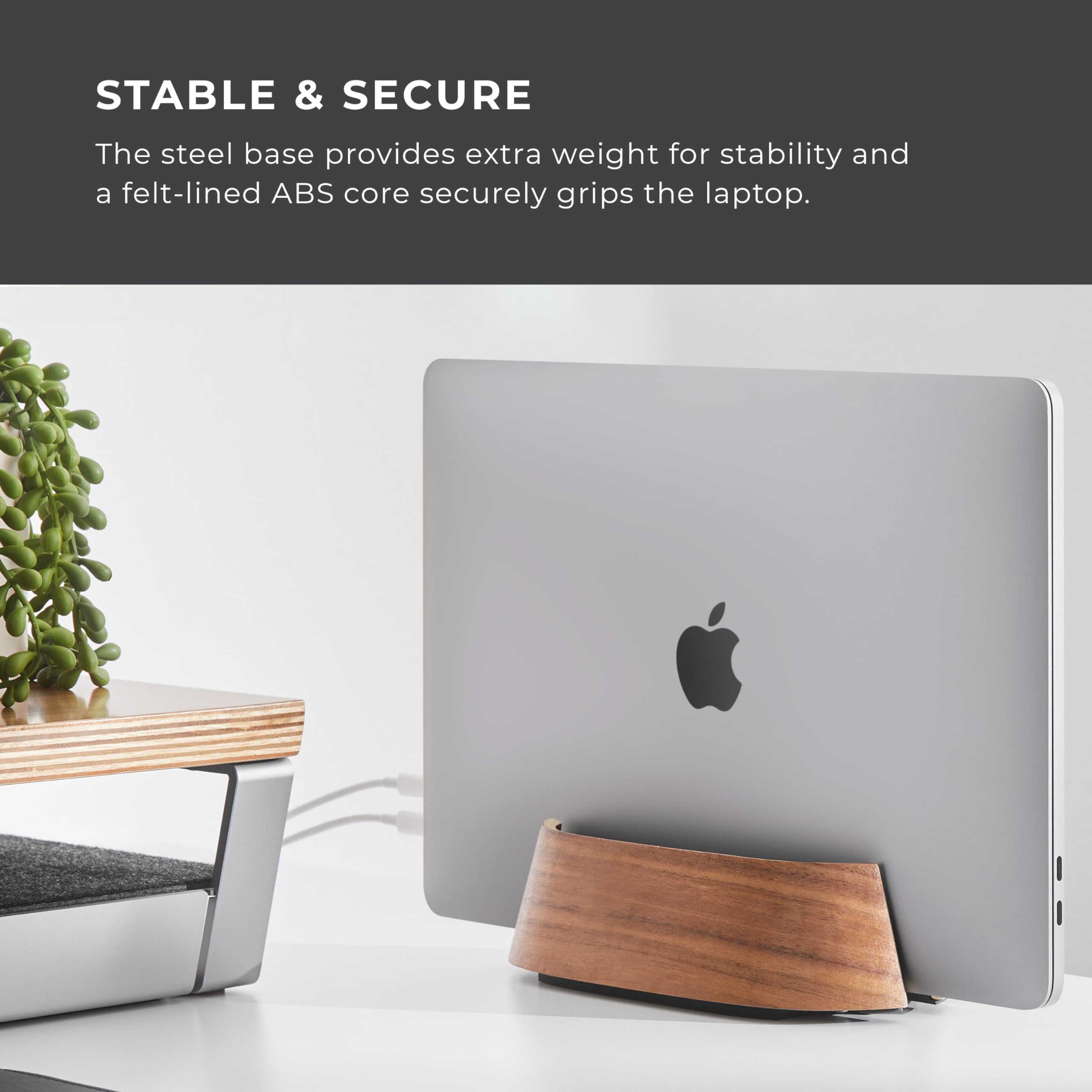 HumanCentric Vertical Laptop Stand in Maple Wood, Upright Adjustable Holder and Dock, Laptop Vertical Stand Fits MacBook Pro and Other Laptops.5" to 1.5", Clamshell Compatible