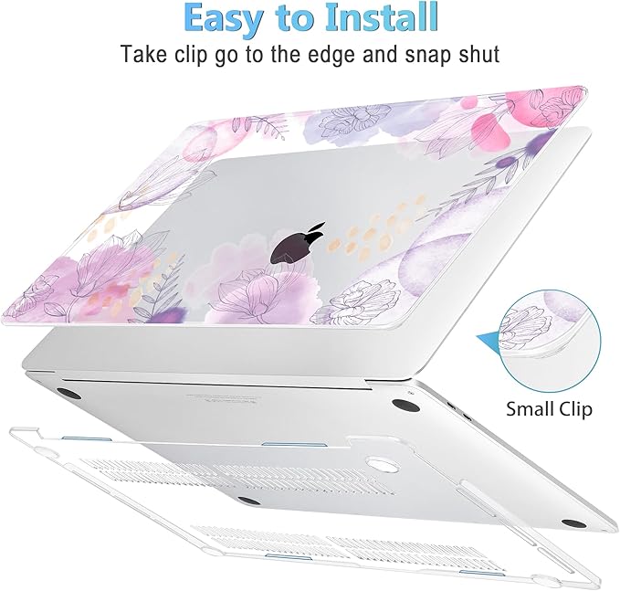 Mektron for MacBook Air 13 Case A1466/A1369 (2010-2017 Release), Snap-on Plastic Hard Shell Cover for MacBook Air 13.3 inch with Keyboard Cover,Floral S753