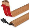 Floor Cord Cover for Wires on Floor Self Adhesive Cord Hider Floor Cable Management Wire Covers for Cords Protector Prevent Cable Trips Cord Cavity W 0.32" x H 0.32", Brown Wood, 10Ft