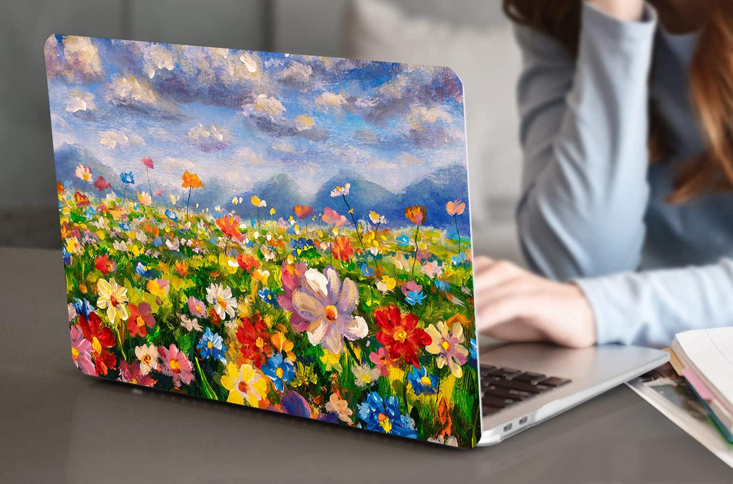 AMCJJ Compatible with MacBook Air 13 Inch Case 2017 2016 2015 2014 2013 2012 2011 2010 Release A1466/A1369, Plastic Hard Shell Case + Keyboard Cover + Screen Protector - Flowers