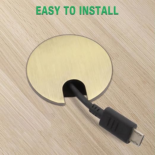 2 Pcs Desk Grommet 1-3/8" / 35 mm, Desk Cord Hole Cover, Cable Grommet Metal Zinc Alloy Materilal, Desk Hole Grommet for Home & Office Pc, Detachable Cable Cord Organizer-Brushed Silver