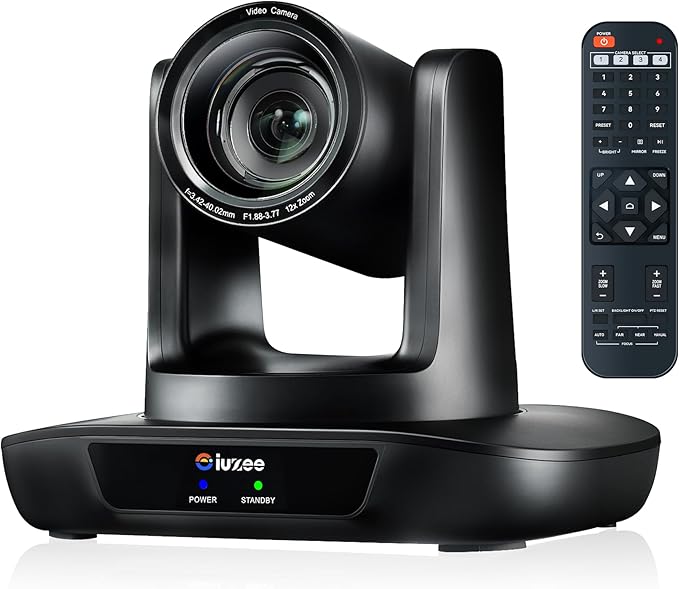 12X Optical Zoom Conference Room Camera USB3.0 HDMI PTZ Camera 1080P 60FPS Wide-Angle for Video Conference Church Live Streaming Meeting Education Works with Zoom Webex OBS YouTube