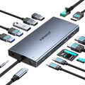 USB C Docking Station Dual Monitor for Dell XPS/HP/Lenovo/Surface, 15 in 1 USB-C Hub 3 Monitor Adapter, Dock with 8K DisplayPort, 2 HDMI 4K@60Hz, 6 USB A/C, 100W PD, Ethernet, SD/MicroSD