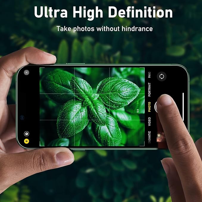 UniqueMe for iPhone 13 Pro/iPhone 13 Pro Max Camera Lens Protector, [Strong Drop Protection] [Not Easy to Fall-off] Metal Ring Tempered Glass Rear Camera Screen Cover - Alpine Green (Bling Circle)