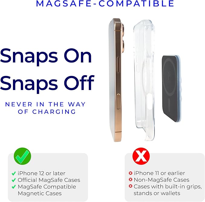 The Clingy Thingy Magnetic Sticky Phone Grip - Removable iPhone Suction Grip for Hands-Free FaceTime - Workouts, Influencers & Content Creator Essentials, Compatible with iPhone 12-16 (Glacier Black)