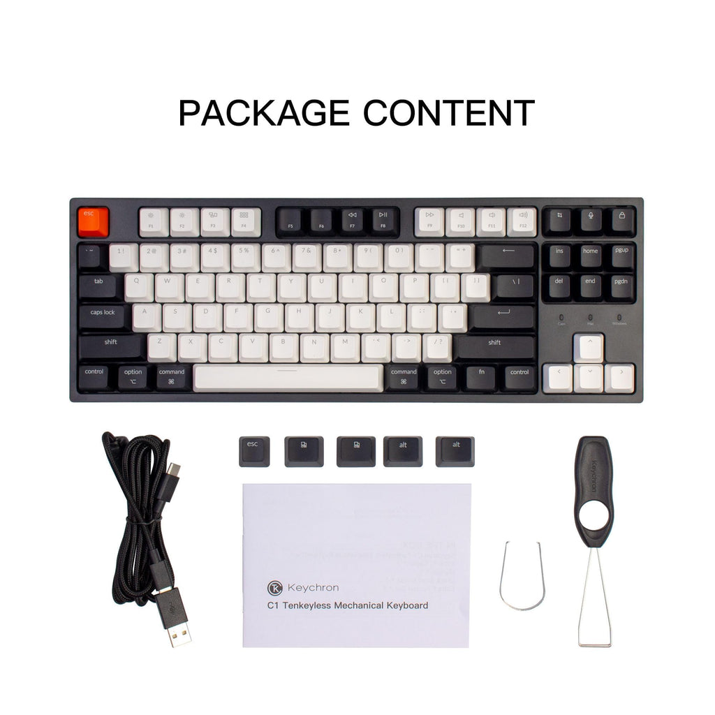 Keychron C1 Wired Mechanical Keyboard TKL, RGB Backlit with Double-Shot ABS Keycaps, 87 Keys Hot-Swappable Pre-lubed Tactile Switch Compatible with Mac Windows