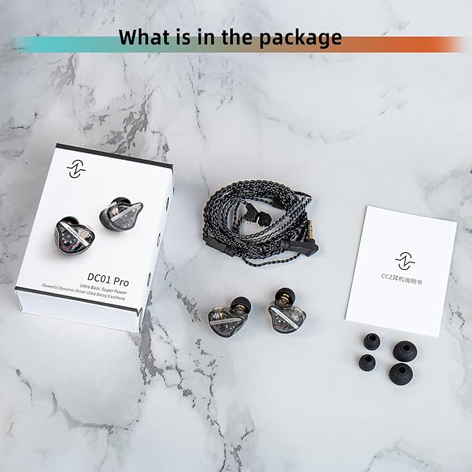 CCZ DC01 Pro in Ear Monitor, iems for Gaming, Professional Gaming Earbuds Super Bass Wired Earphones Headphones with 1DD, Patent Ear fins, Ear Tips, for Singers Musicians Podcaster (Cyan Without mic)