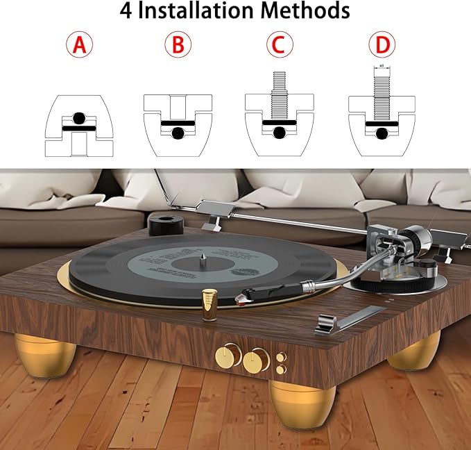 Audiocrast 4X HiFi Speaker Stand Feet Spike Pads Speaker Vibration Damper 30x33mm Aluminum Resonance Reduce Shock Absorber Floor Protector for Audio Speaker Amp Turntable