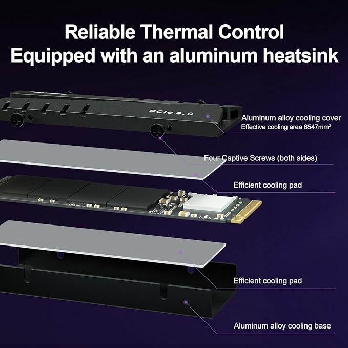 1TB PS5 SSD with Heatsink PCIe Gen4 NVMe M.2 Gaming SSD, 7400MB/s Read, 1GB DRAM Cache, 3D TLC | Internal Solid State Drive Compatible with PS5 & PC(EN855)