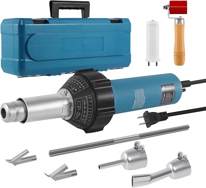 Iglobalbuy 1600W Hot Air Welder Heating Gun Kit, Handheld Hot Air Vinyl PVC TPO Welding Heating Gun Torch Tools kit with Various Nozzles Carrying Case