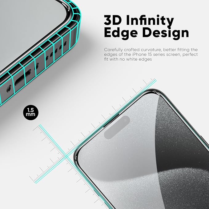 FLOLAB NanoArmour ONETIME PRO for iPhone 15 Pro Max Screen Protector, Anti-Reflective, Anti-Rainbow, 3D Tempered Glass, Ultra Clear, Edge Reinforced, Easy Install, Dust-Free, Scratch Resistant