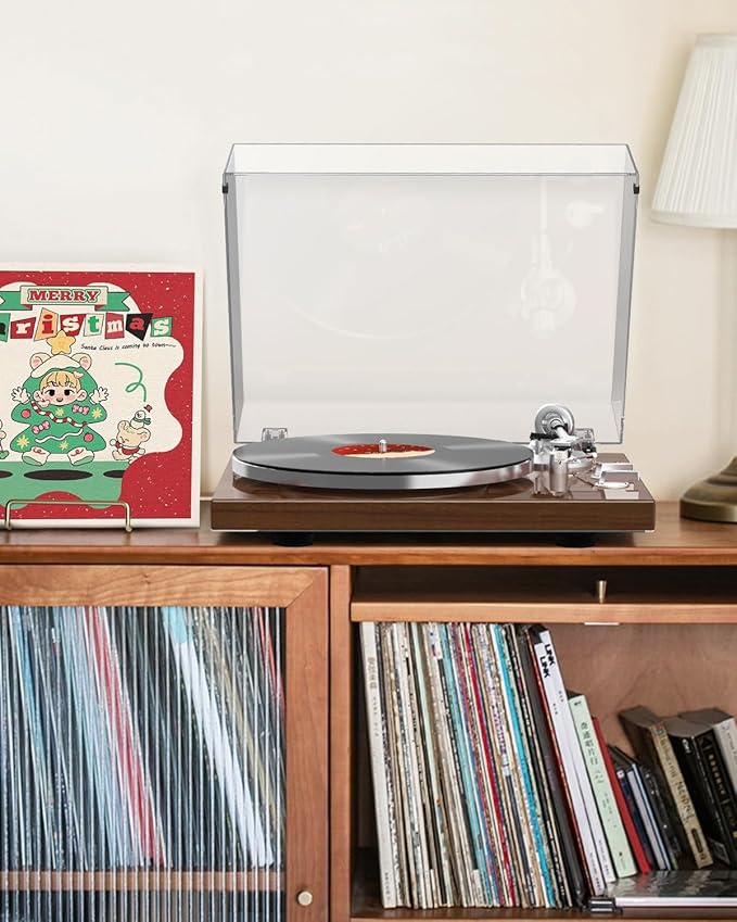 Record Player for Vinyls Turntables Wireless Output Connectivity Belt-Drive 33 45 RPM Speed Phono Line USB Digital to PC Recording MM Audio Cartridge Stylus Adjustable Counterweight Vintage Brown
