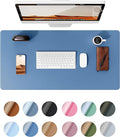 YSAGi Leather Desk Protector, Office Mat, Large Mouse Pad, Non-Slip PU Leather Blotter, Laptop Desk, Waterproof Writing Pad for Office and Home (Sea Blue, 35.4" x 17")