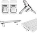 Bewudy 2 Pcs Portable Keyboard Riser With Dual Tilt Angle Adjustment, Foldable Laptop Stand, Mini Computer Stand for Desk, Self-Adhesive Feet for Most Keyboards (Silver)