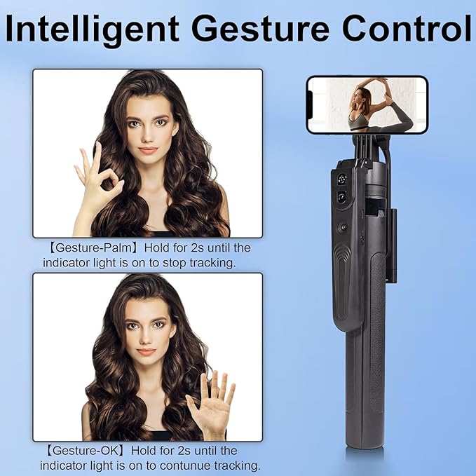 Extendable Auto Face Tracking Phone Tripod Stand, Compatible for Android/iPhone, 360° Rotation Selfie Sticks with Light, Smart AI Facial Recognition, Cameraman Shooting for Video, Vlog, Live Stream
