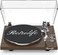 Turntable Record Player Wireless Output Vinyl Players Aluminium Platter and Tonearm Belt-Drive LP Turntables 33 45 RPM Phono Audio AT-3600L MM Cartridge RCA Line USB Digital to PC Recording Dark Brown
