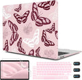 CISSOOK Butterfly Case for MacBook Air 13 Inch Pink 2021 2020 2019 2018 Release Model A2337 M1 A2179 A1932, Pink Cover with Keyboard Cover for MacBook Air 13 with Retina Display and Touch ID