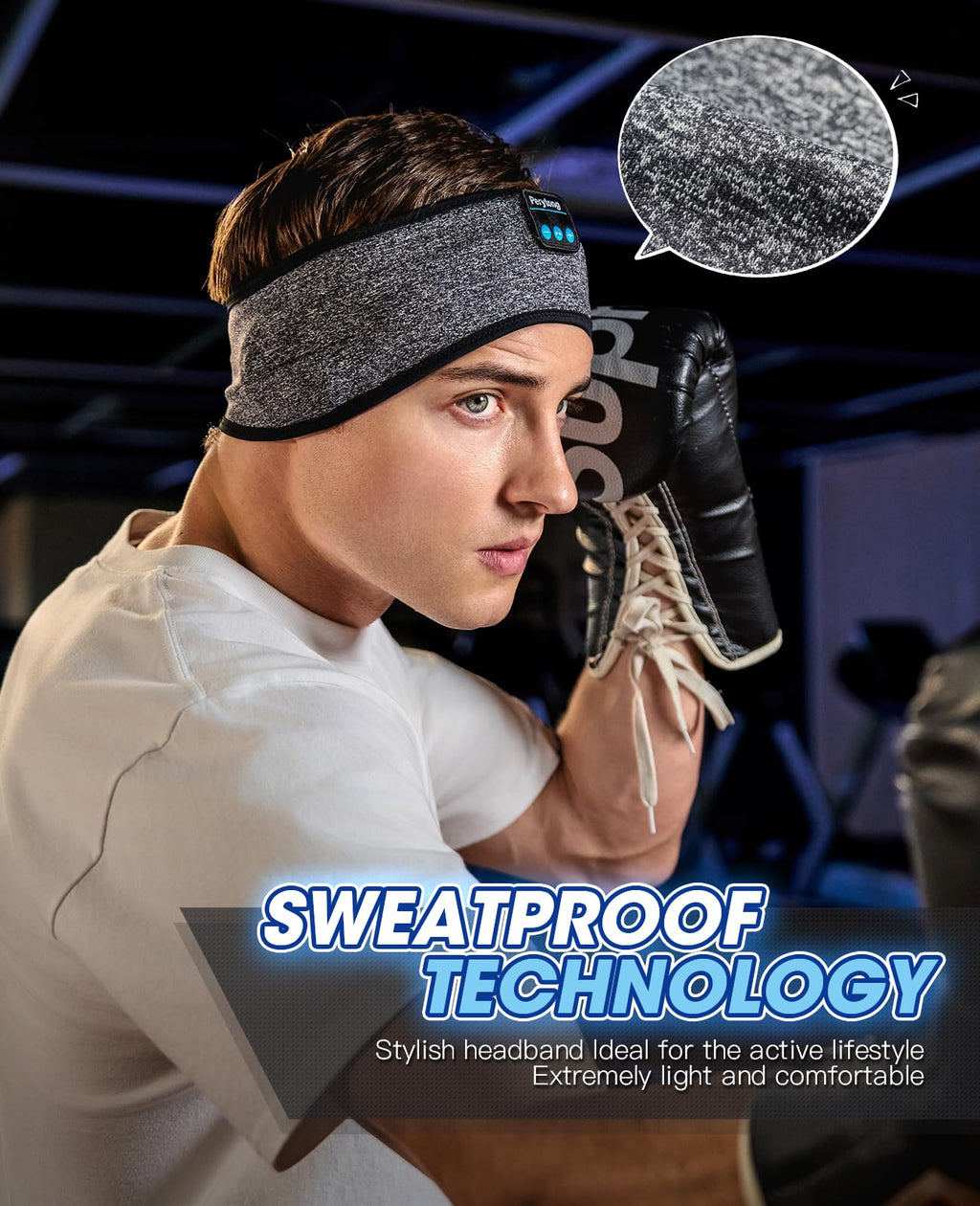 Perytong Sleep Headphones Bluetooth 5.4 Headband - Sleeping Headphones with Ultra-Thin Stereo Speakers for Side Sleepers - Wireless Music Earphones Headband for Sports, Workout, Jogging, Yoga, Travel