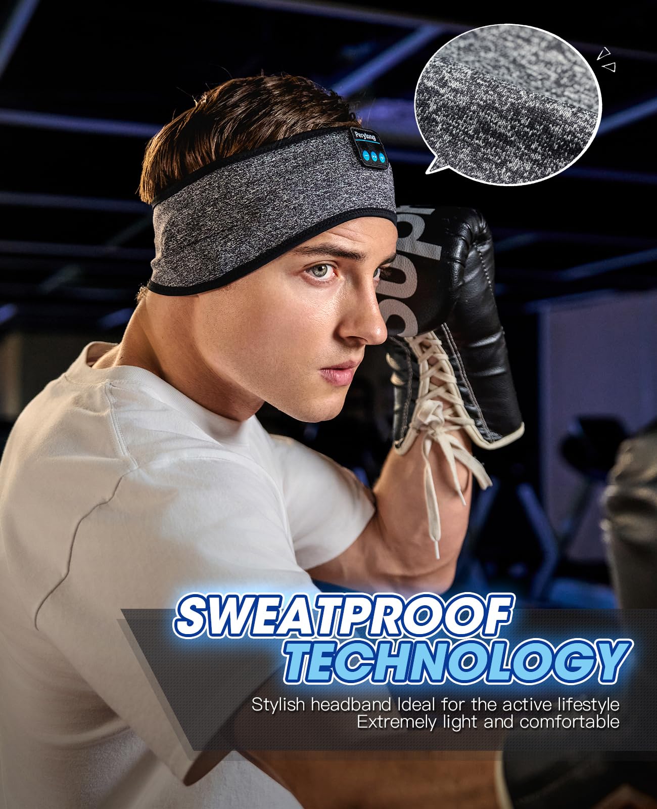 Perytong Sleep Headphones Bluetooth 5.4 Headband - Sleeping Headphones with Ultra-Thin Stereo Speakers for Side Sleepers - Wireless Music Earphones Headband for Sports, Workout, Jogging, Yoga, Travel