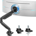 ARES WING Ultrawide Single Monitor Arm, Heavy Duty Monitor Mount for 13"-45" Curved Screens, Adjustable Stand for Desk with C-clamp & Grommet Base up to 40 LBS, Black