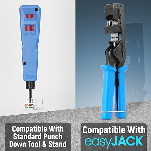 Everest 90° Angled RJ45 Cat6 Keystone Jacks 100-Pack in White - Slim Profile Female RJ45 Connectors - Cat 6 Keystone Jack - Compatible with 90° Angled Speed Termination Tool - easyJACK (B094WB91H3)
