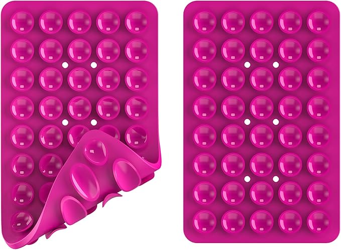 Silicone Double Sided Suction Phone Case Mount, Detachable Hands Free & Strong Grip Holder for Selfies & Videos, Compatible iPhone Android (Rose Red, 1Pack)