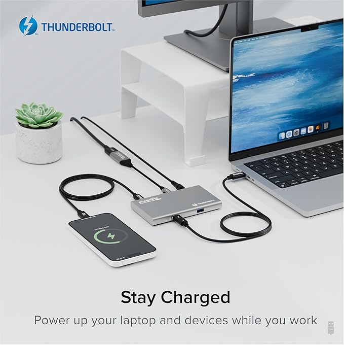 Plugable 5-in-1 Thunderbolt 4 Hub,Single 8K or Dual 4K Display, 4K HDMI Adapter Included, Thunderbolt 4/3, USB4,USB-C Expansion for Modern Mac and Windows Systems, Driverless