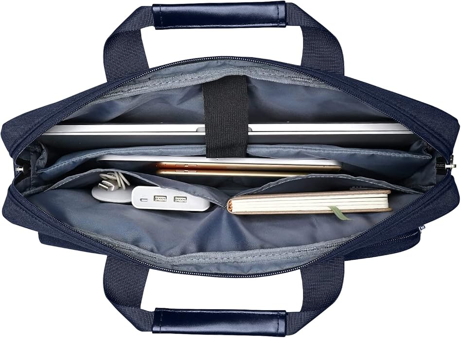 MOSISO Laptop Shoulder Bag, Computer Bag with 2 Raised&1 Flapover&1 Horizontal Pocket&Handle&Belt