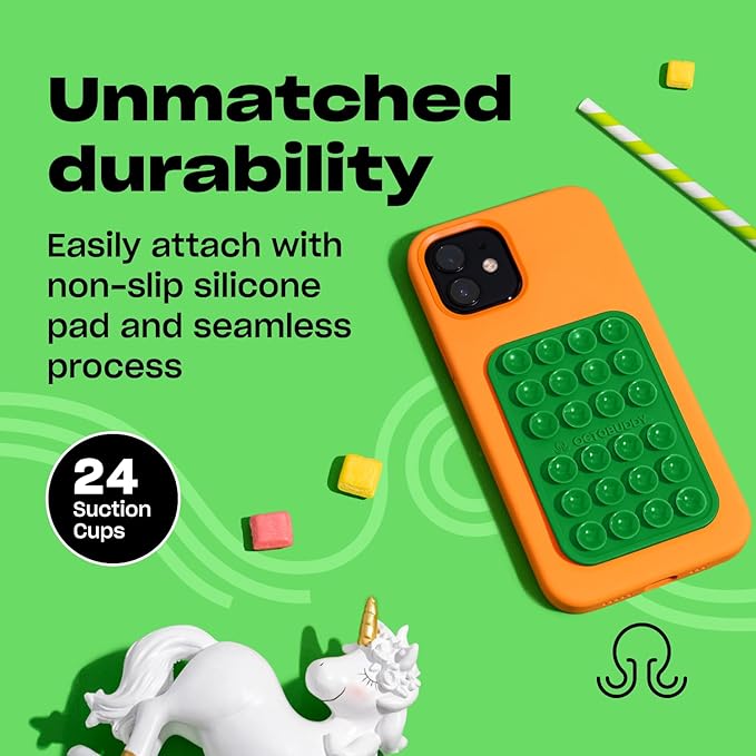 Classic - Silicone Suction Phone Case Adhesive Mount - Hands-Free, Strong Grip Holder for Selfies & Videos - iPhone & Android Compatible - 2.25″ x 3.25″, Spade Green