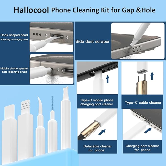 32 in 1 Multi-Functional Cleaning Kit for Electronics Devices, Mobile Phones, Computer, Monitor, Earbuds, Headphones, Laptop, Camera, Lens Portable White Electronic Cleaning Kit (Black)