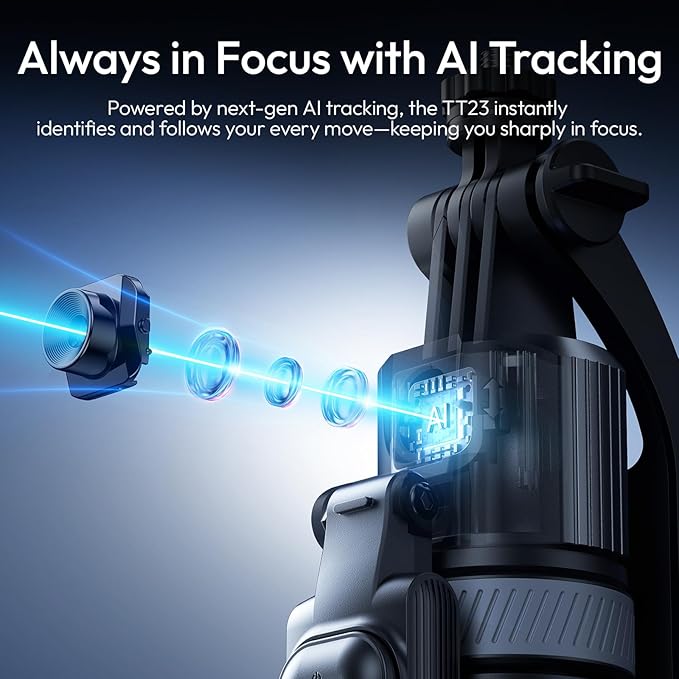 ULANZI TT23 64" Auto Face Tracking Tripod for iPhone/Android with Remote, 360°Rotating Selfie Stick That Follows Your Movement, Facial Recognition Tripod for iPhone/Android/Camera/GoPro