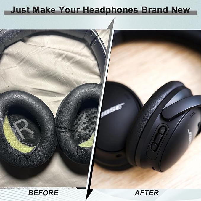 Replacement Ear Pads for Bose QuietComfort 45 (QC45)/QuietComfort SE (QC SE)/Quiet Comfort Headphones, Ear Cushions, Headset Earpads, Ear Cups Cover with Soft Protein Leather (White)
