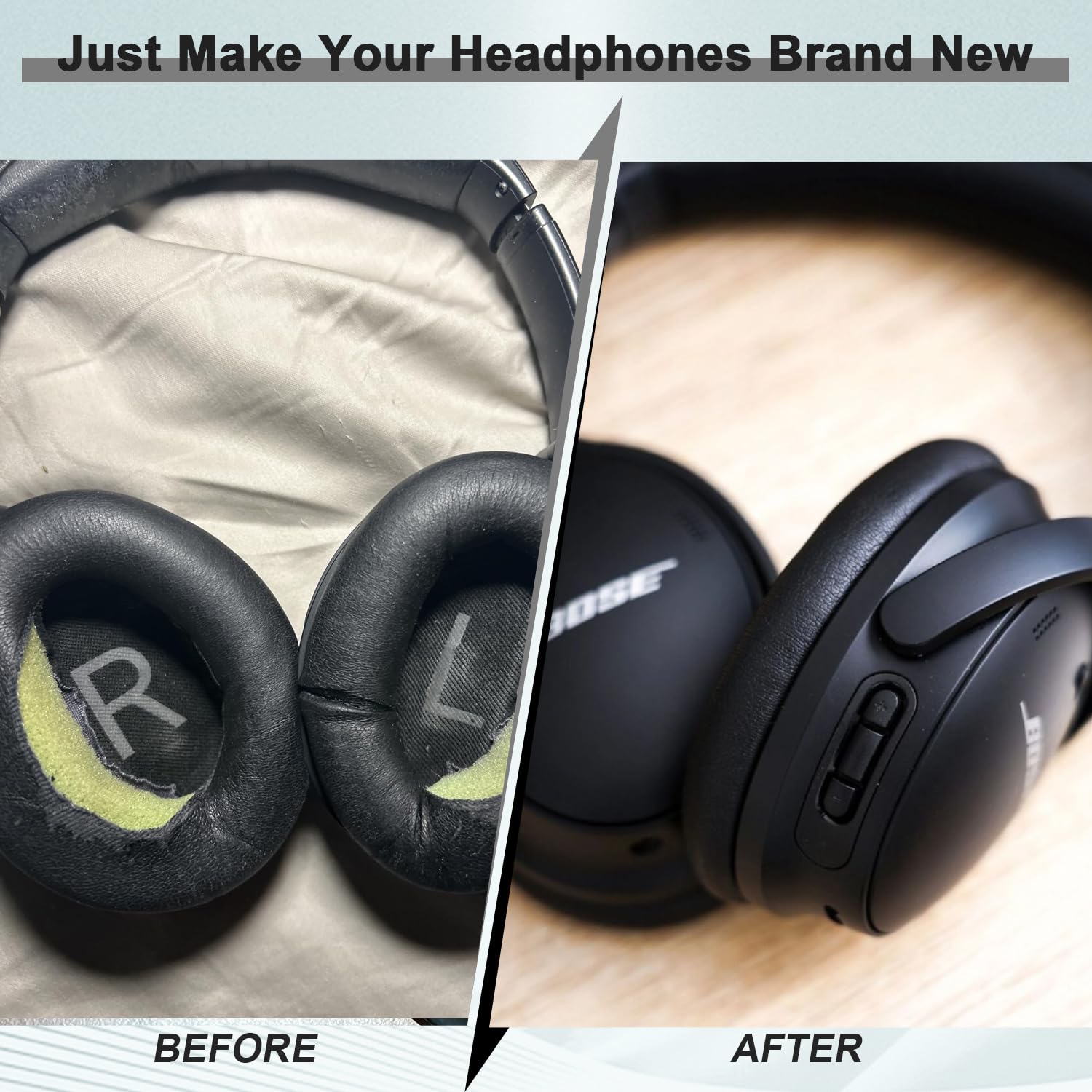 Replacement Ear Pads for Bose QuietComfort 45 (QC45)/QuietComfort SE (QC SE)/Quiet Comfort Headphones, Ear Cushions, Headset Earpads, Ear Cups Cover with Soft Protein Leather (White)
