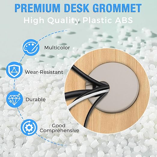 Desk Grommet 2" (50 mm), Desk Cord Hole Cover, Cable Grommet ABS Plastic, Desk Hole Grommet for Office and Home Table Cable, Detachable Cable Cord Organizer (White 4 Pcs)