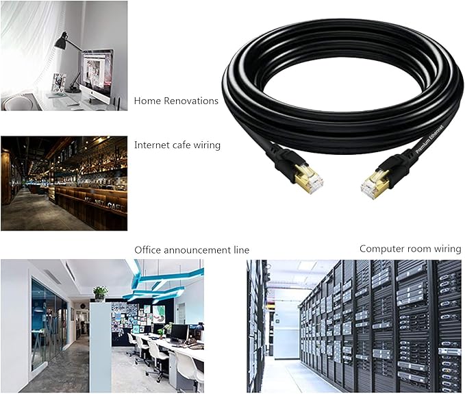 YixHG CAT 8 Ethernet Cable 100 ft, Internet Network Cord, 40Gbps 2000Mhz LAN Wires, High Speed SSTP LAN Cables with Gold Plated RJ45 Connector for Router, Modem, Gaming, Xbox (100 ft)