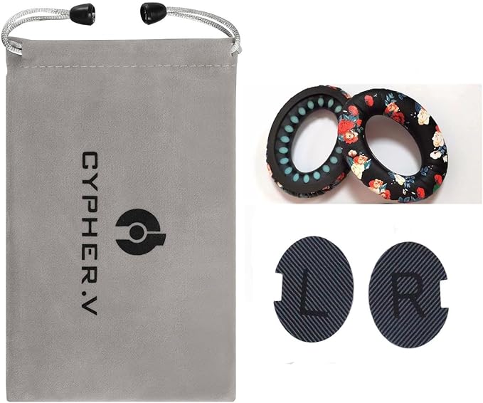 Headphones Replacement Ear Pads,Compatible for Bose Quietcomfort QC15 QC25 QC35 35 ii-(Black Floral)