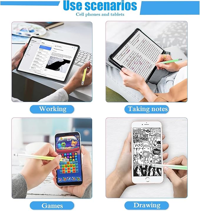 5PCS Stylus Pens for Touch Screens, Stylus Pen for iPhone/iPad/Tablet Android/Microsoft/Surface, Compatible with All Touch Screens (Purple/Pink/Blue/Green/Yellow)