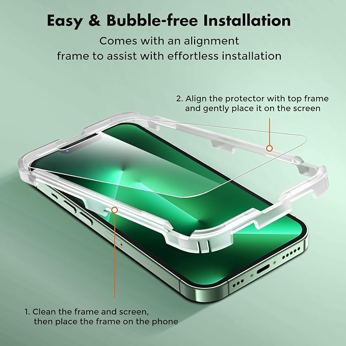 UNBREAKcable 2 Pack Screen Protector for iPhone 13 Pro Max/iPhone 14 Plus, Shatterproof Tempered Glass [Easy Installation Frame] [9H Hardness] [99.99% HD Clear] for iPhone 6.7"", UBMU611
