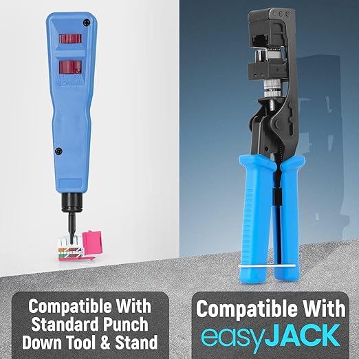 Everest 90° Angled RJ45 Cat6A Keystone Jacks 50-Pack in Pink - Slim Profile Female RJ45 Connectors - Cat 6A Keystone Jack - Compatible with 90° Angled Speed Termination Tool - easyJACK (B094WB91H3)