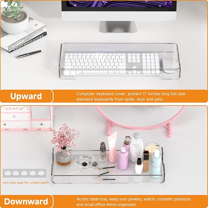 BEEGO Mechanical Computer Keyboard Cover - 2PCS Clear Acrylic Keyboard Cover Keyboard Dust Cover Mechanical Keyboard Cover Full Size Keyboard Protector